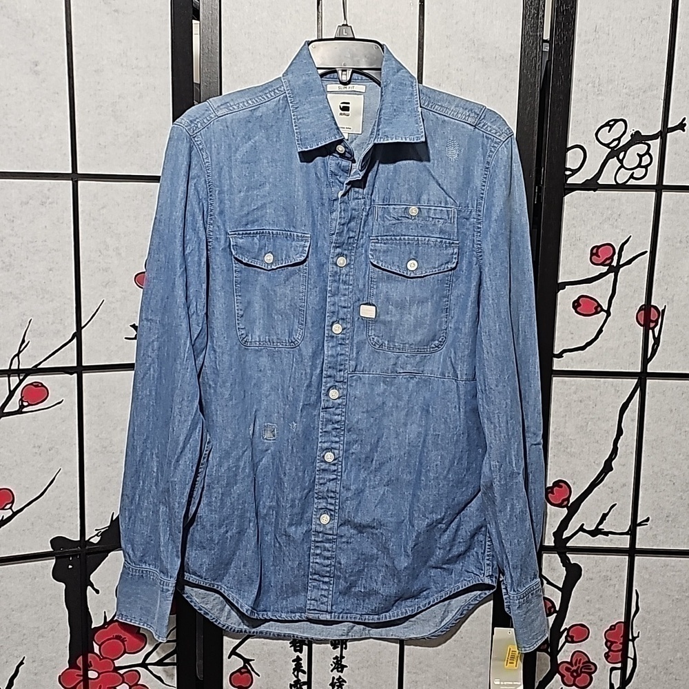 G-Star Raw Blue Button Shirt Size Small New